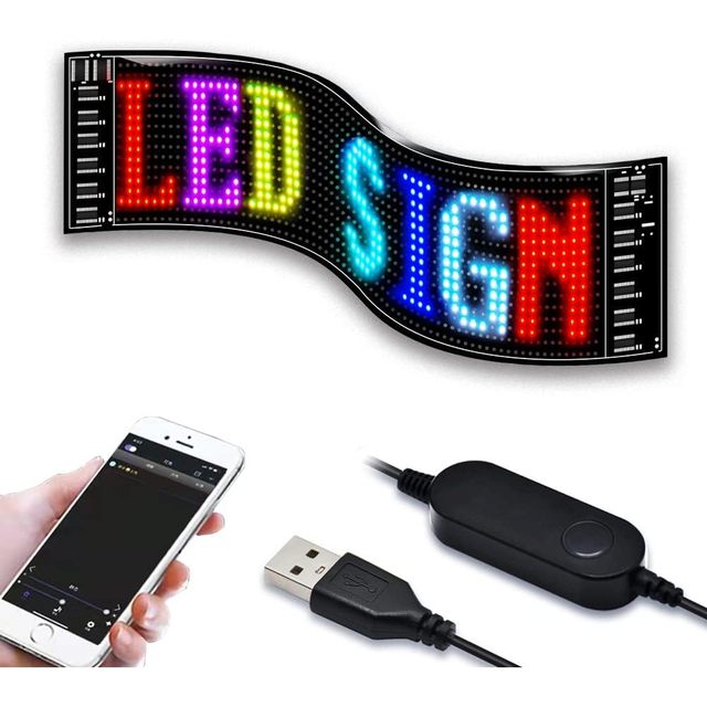 Led Matrix Panel 14.64 X 3.6234 Bluetooth App Control Flexible Led Screen Scrolling Text Sign For Car Advertising