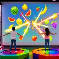 Parc de trampolines somatosensoriel avec jeux interactifs sur mur de projection, 1 à 3 joueurs, équipement de fitness pour enfants