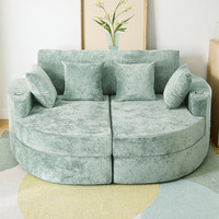 Canapé-lit de luxe scandinave en velours avec mousse haute densité, couleur personnalisable, mobilier de maison avec porte-gobelets et rangement