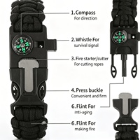 Kit de survie pour le camping en plein air, nylon pour bracelet, boussole, sifflet, outil multifonction, accessoires portables, toutes saisons