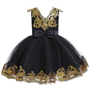 Robes de princesse pour enfants, jolies robes de fête pour bébés, jupes en tulle à nœuds pour petites filles, robes à paillettes pour enfants - Product Image 6