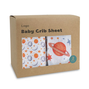 ベビーベッドカバー竹とコットンの幼児プリントベビーベッドシート通気性のある白いベビーベッドカスタム防水ベビーベッドフィットシート - Product Image 6
