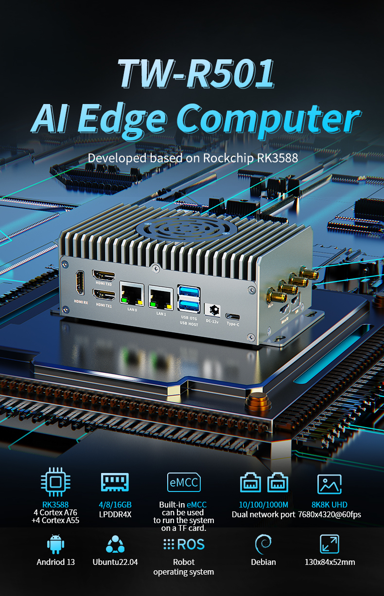 TWOWIN ROCKCHIP RK3588 AI Edge Computer - 16GB, 6TOPS