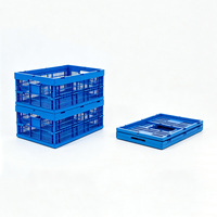 Join Plastic Opvouwbare Opslag Mand Geperforeerde Bewegende Doos Transporteren Inklapbare Krat Met Deksel Opvouwbare Container Krat