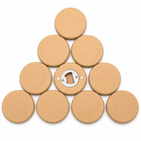 Ouvre-bouteille souvenir en bois avec insert métallique, ouvre-bouteille rond en bois pour bière artisanale, outil de bar pour cadeau de fête à domicile