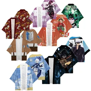85 stilleri özel yalnız tesviye Genshin darbe Jujutsu Kaisen Harry Luffy yıldız demiryolu akademi Kimono Haori pelerin Anime T shirt