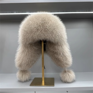 Wmfur Mùa Đông Cắm Trại Dày Nga Lông Mũ Tai Flap Cape Bất Fox Fur <span class=keywords><strong>Hat</strong></span> Với Cừu Da Trapper <span class=keywords><strong>Hat</strong></span> Đối Với Phụ Nữ - Product Image 2