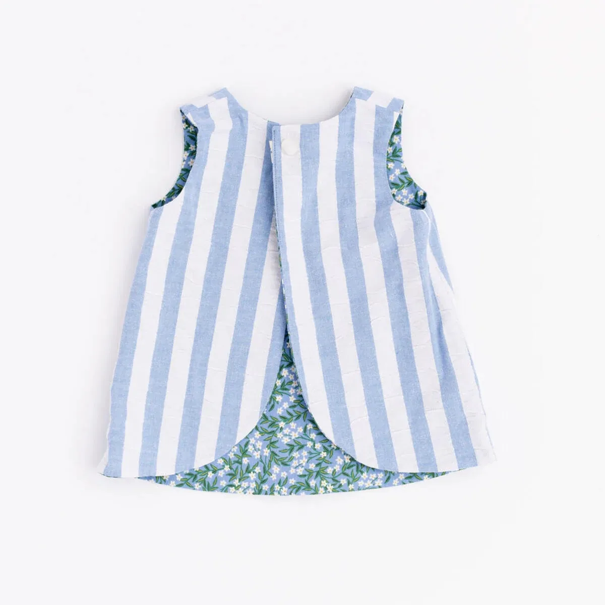 Reversible Bloom Stripe Cotton Tank Blouse Toddler Girls Kids Designed Tops Shirts