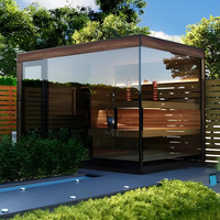 Sauna de Vapor Eléctrica de Sal Marina de Lujo, Tamaño Grande, Moderna, para Exteriores, de Madera Sólida con Luces LED de Estrellas, para Spa y Villa