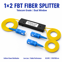 Divisor de Fibra Óptica FBT 1x2 Tipo Pigtail SC UPC FC UPC Acoplador de Ventana Dual 1310 1550nm Monomodo FTTH Grado Telecomunicaciones Baja Pérdida