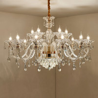 Lustre élégant en cristal français, bras en verre transparent, suspension K9 en cristal LED, hauteur réglable, luminaire suspendu central pour villa et chambre à coucher