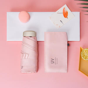 Mini parapluie de soleil plat à cinq volets épaissi en caoutchouc noir parasol parapluie Compact Portable parapluie ensoleillé pour femmes - Product Image 4