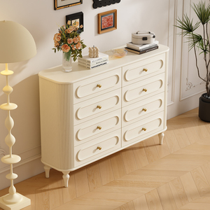Lxyx Cream Solid Modern Integrated Cabinet Luxury Drawer <b>Chest</b> Bedside Table Wall Mounted <b>Storage</b> 5+ Drawers Dining Bedroom - Product Image 2
