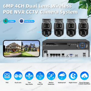 Hongnaer 6MP 4CH lente Dual Interior Exterior hogar NVR POE IP vigilancia seguridad PTZ sistema de cámara Set Kit inalámbrico CCTV sistema de cámara - Product Image 2
