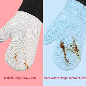 Printed Style Silicone <b>Oven</b> Mitts Kitchen Heat-Resistant Thickened <b>Gloves</b> - Product Image 4