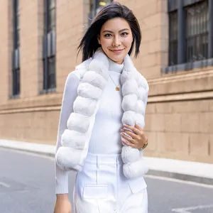 Factory Wholesale Luxury Real fur Autumn New True Fur Coat Sleeveless White Soft Standing Neck Waistcoat Coat Vest For Women