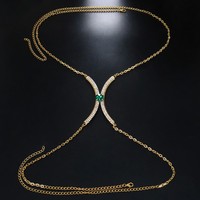 Collier chaîne Sexy pour femmes, élégant, en strass, cristal, croisé, chaîne ventre, accessoires pour Bikini, été, 0762