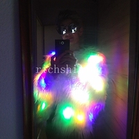 RICHSHINING Manteau en fausse fourrure LED grande taille pour femme Costume sexy à LED Costume de scène lumineuse pour bar et fête d'Halloween