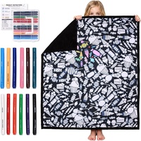 Selimut Poliester Warna-warni Buatan Tangan untuk Musim Dingin, Kuas Berwarna Buatan Tangan, Pola Kartun Anime Gaya Amerika, Dapat Disesuaikan untuk DIY