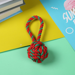 Última Navidad Mascota Respetuoso del medio ambiente Cuerda de algodón Bite Red Knot Ball Candy Tug Dog Chew Toy Set - Product Image 6