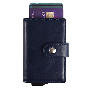 CardHoda PU Leather Short Card Holder <b>RFID</b> <b>Blocking</b> Snap Closure Minimalist Unisex <b>Wallet</b> Dark Blue - Product Image 2