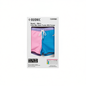 Buonic <b>Men's</b> Color Block Swim <b>Trunks</b> With Pocket M L XL XXL For Beach And Sports - Product Image 2