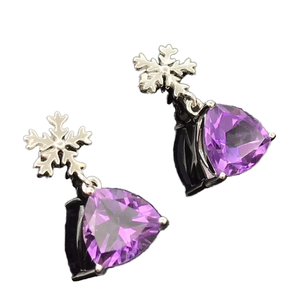 Ingrosso nuovo 925 di moda gioielli in <span class=keywords><strong>argento</strong></span> Sterling con pietre preziose viola <span class=keywords><strong>ametista</strong></span> <span class=keywords><strong>orecchini</strong></span> pendenti per anniversario festa regalo - Product Image 1