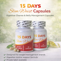 Capsules Détox Digestives Gestion du Ventre Marque Privée Fibres Amincissantes Extraits Herbacés Bénéfices Détoxifiants Adultes 30 Comprimés