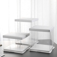 Cajas Modernas Transparentes para Pasteles, de Plástico, Tamaño Mini, Material PET UV, Forma Cuadrada, con Relieve, Laminado Mate, Recicladas, Aptas para Alimentos