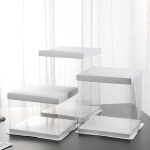 Transparent Plastic Cake <b>Boxes</b> with Lids Mini UV Advantage PET Material Square Shape Embossed Matt Laminated Cake Packaging - Product Image 6