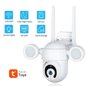 Kamera Tuya Mini 2 Inci WiFi Luar Ruangan Tuyasmart PTZ 3MP IP IR IP66 Tahan Air Rumah Taman CCTV Keamanan Halaman Lampu Sorot Kamera