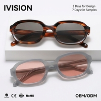 Lunettes de soleil ovales en acétate de qualité supérieure pour hommes et femmes, style vintage écaille de tortue, verres translucides couleur gelée, vente en gros