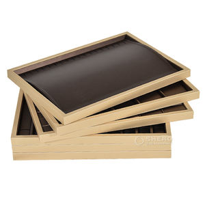 Luxury Black Stackable Jewellery <b>Tray</b> Earring Ring <b>Tray</b> Pu Leather <b>Jewelry</b> <b>Tray</b> With Logo - Product Image 5