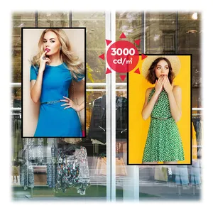 49 inç 2500 Nits yüksek parlaklık Ultra ince Lcd mağazası bir tarafı dijital tabela dükkanı için bakan pencere reklam ekranı