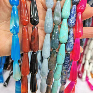 10*30mm de largo lágrima gota piedra Natural ágata Ojo de Tigre jaspe Jade cristal cuentas Lisas para DIY joyería hacer pendientes collar - Product Image 2