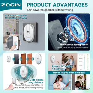 Telecomando interno appartamento edificio per uffici lungo ciclo di vita 200M <span class=keywords><strong>campanello</strong></span> porta 45 pezzi musica campanelli <span class=keywords><strong>senza</strong></span> <span class=keywords><strong>fili</strong></span> - Product Image 2