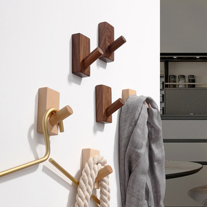 Moderne Stijl Doek Opknoping Livroom Kapstok Natuurlijke Effen Walnoot Beuken Houten Muur Haken - Product Image 5