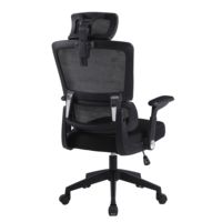 Chaise de bureau ergonomique pivotante à dossier haut moderne avec structure en fer, assise en tissu maillé et appui-tête réglable pour usage domestique ou professionnel