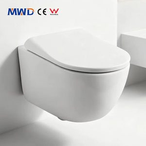 Inodoro Suspendido de Estilo Europeo MWD, Inodoro de Cerámica con Sifón en <span class=keywords><strong>P</strong></span> para Baño, Inodoro de Una Pieza con Borde Tornado sin Borde - Product Image 1