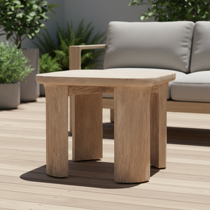 Tavolino Laterale RH Lagos in Teak con Piano Poligonale Irregolare, Gambe Curve Robuste, Venature Naturali, Stile Moderno Minimalista, Tavolino da Caffè per Esterni, Durevole - Product Image 3