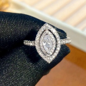 Bague en diamant taille marquise Q621, pierre naturelle, classique, bijoux de fiançailles pour femmes - Product Image 3