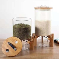 5L 7.5L réservoir de stockage des aliments en verre cuisine de grande capacité utilisant un pot en verre de riz avec couvercle en bois de bambou seau de stockage en verre