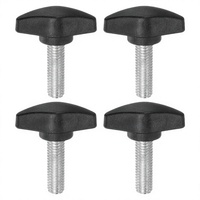 Poignées de meubles industrielles pour villa, lot de 4, M8 x 25 mm, filetage mâle standard, plastique noir, pour armoire, commode, tiroir