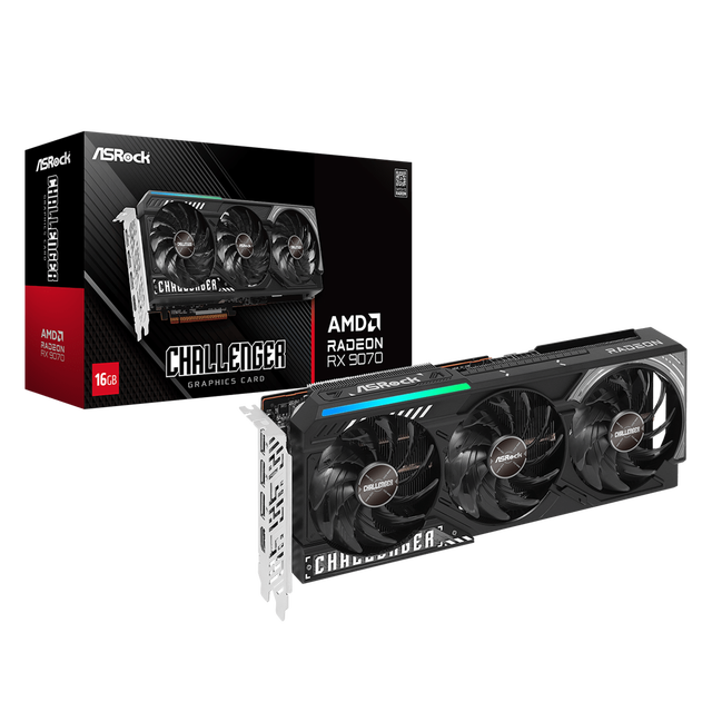2025 New AsROCK Radeon RX 9070 Challenger 16GB Dual 4K VGA Video Card Gaming GPU RX9070 Graphics Card for Gaming PC Desktop