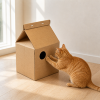 KYOSEI Maison-griffoir pour chat en papier ondulé de liège écologique, pliable, design moderne et minimaliste, durable et léger, jouet pour