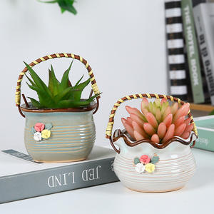 Personalized and minimalist hanging rattan <b>basket</b>, micro landscape succulent flower pot hanging basin hook - Product Image 1