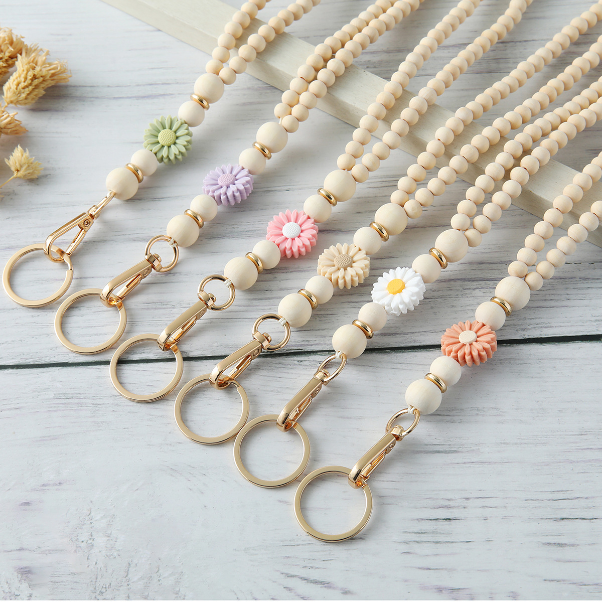 Soft Silicone Bead Custom Lanyard Keychain Portable Eco Friendly Wooden Fruit Apple Lanyards With Logo Custom ID Badge Holder Image 5