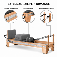 Reformer de Pilates en bois de chêne de qualité supérieure, réglable et portable, pour l'exercice de renforcement musculaire, adapté aux salles de sport et aux studios de Pilates