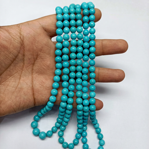 Perles rondes lisses en turquoise Sleeping Beauty d'Arizona naturelle, 7 mm, perles semi-précieuses de forme ronde, best-seller, OEM - Product Image 1