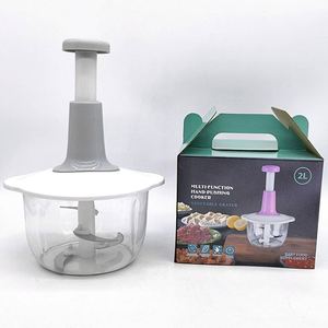 Grand bol de 1,5 L, presse manuelle pour légumes, fruits, herbes, ail, oignon, en plastique gris, pour la cuisine à domicile - Product Image 6